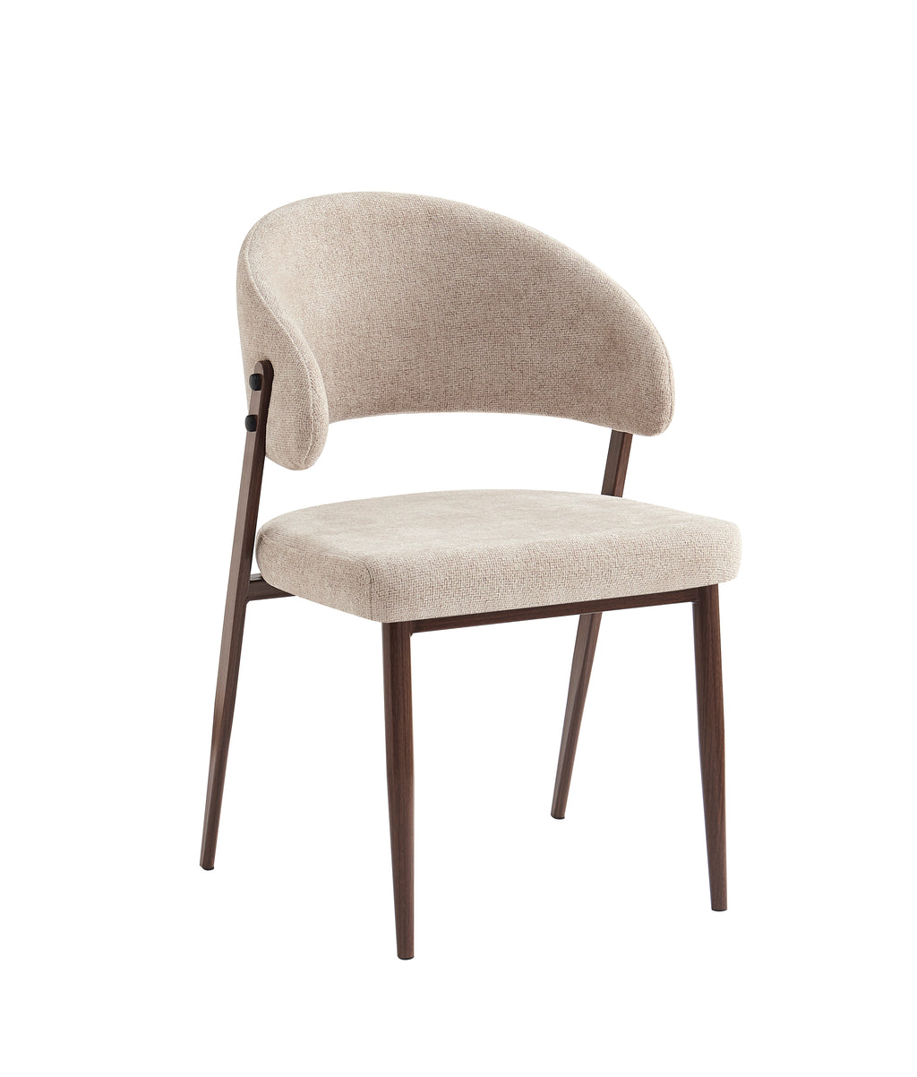 Chaise Lamia piedss Noyer Velours Glace marron avec pieds effet noyer