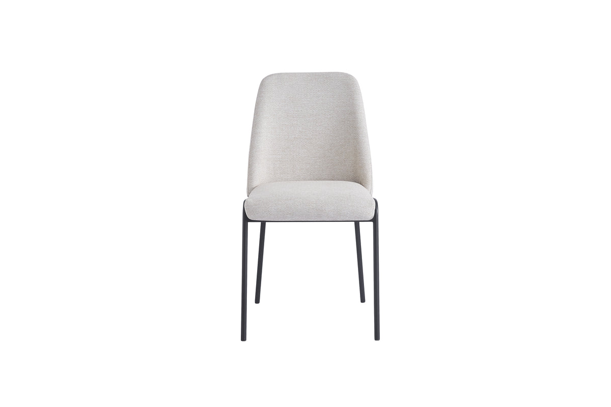 Chaise Cali Pieds Metal Noir Assise Tissu Effet Lin - Beige