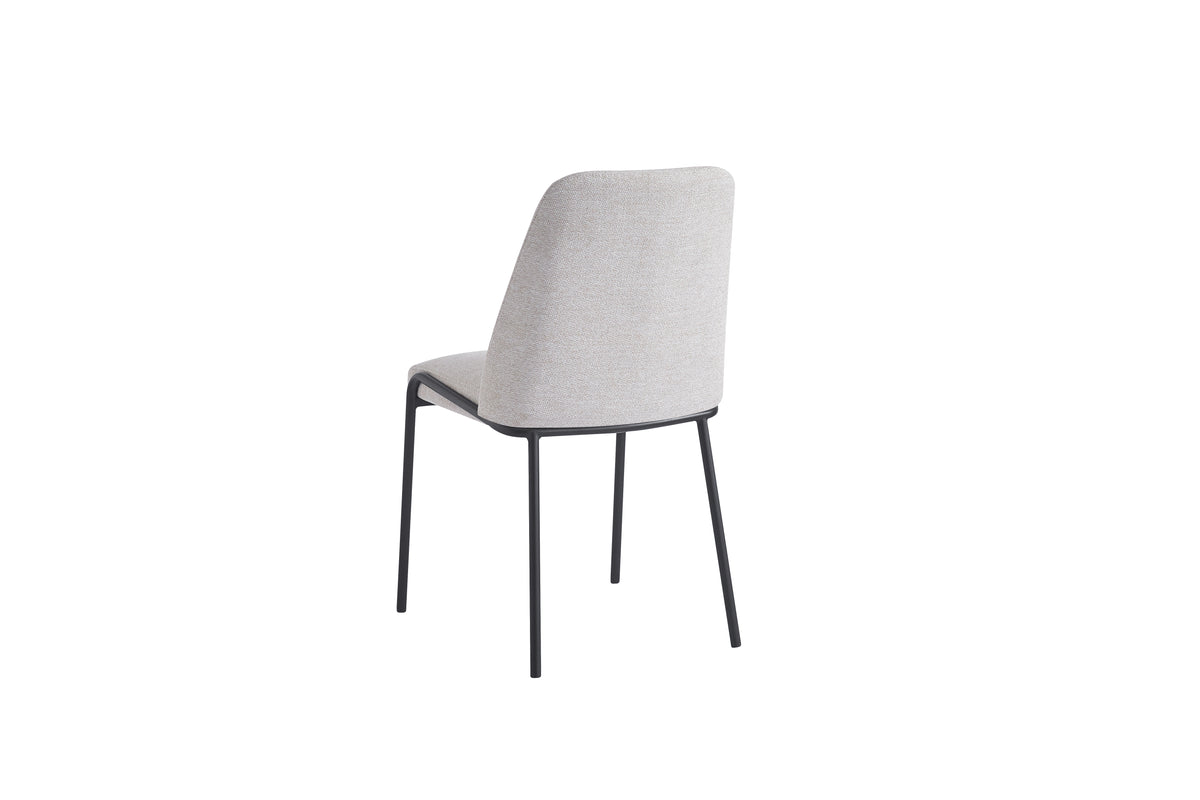 Chaise Cali Pieds Metal Noir Assise Tissu Effet Lin - Beige
