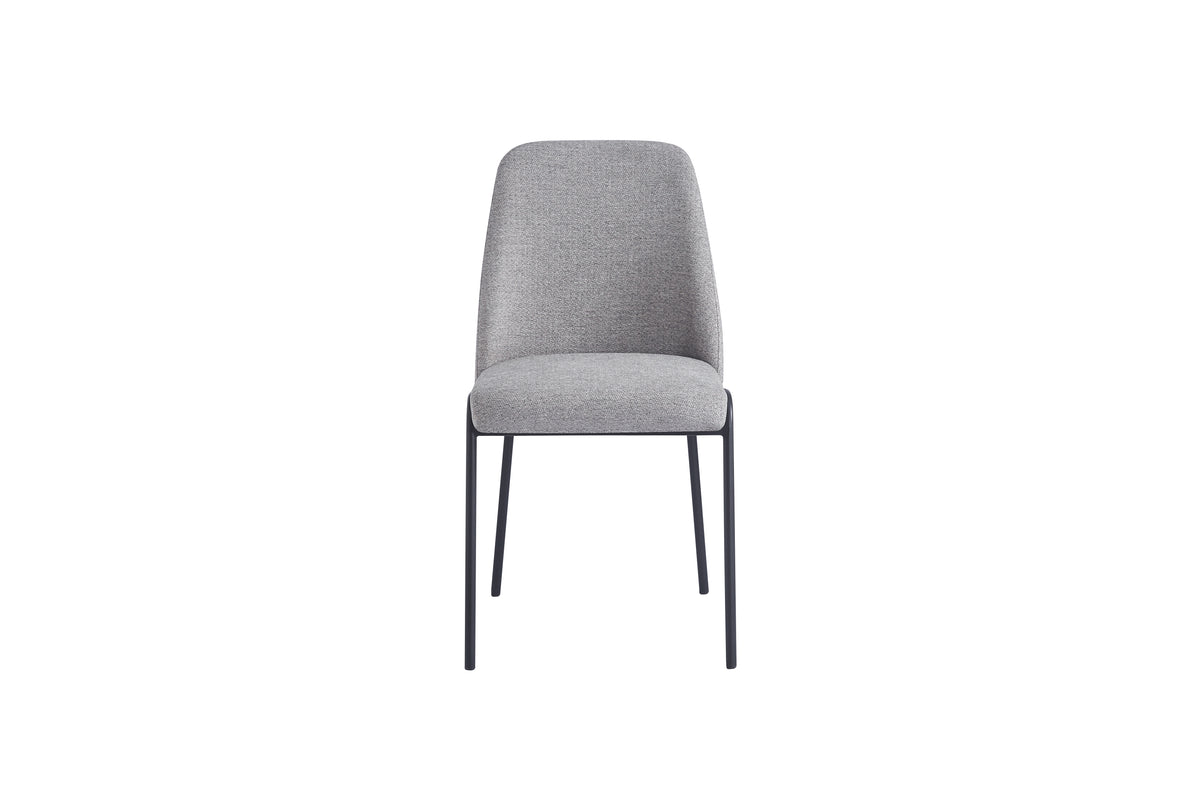 Chaise Cali Pieds Metal Noir Assise Tissu Effet Lin - Gris