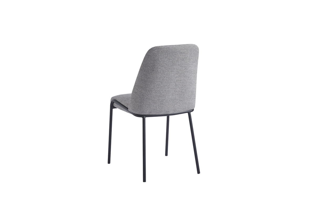 Chaise Cali Pieds Metal Noir Assise Tissu Effet Lin - Gris