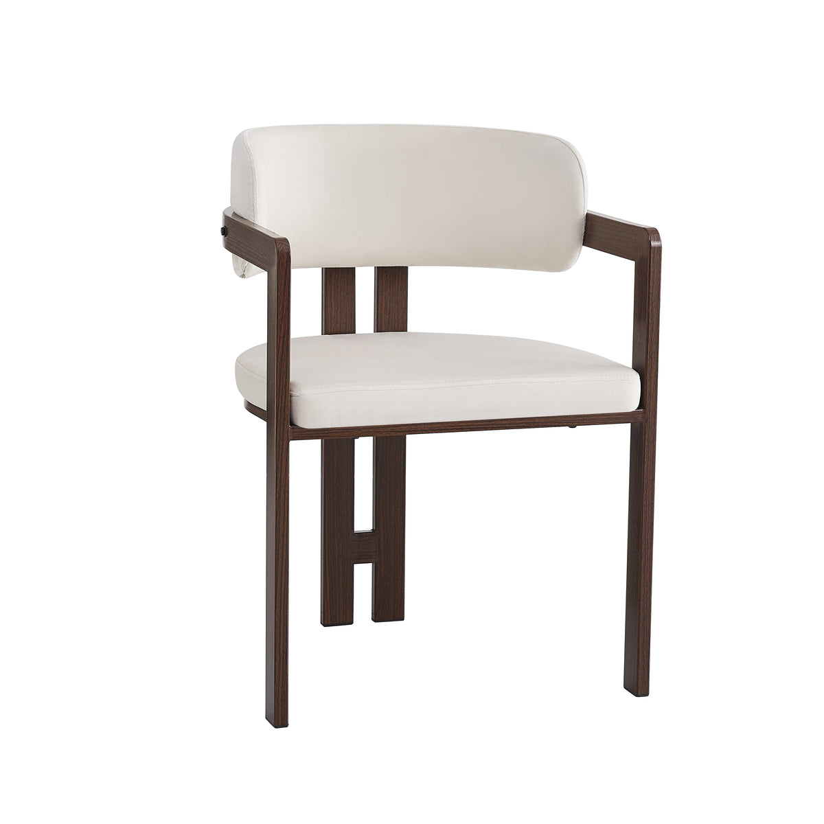 Chaise Mellow pieds Effet Noyer Assise Velours beige