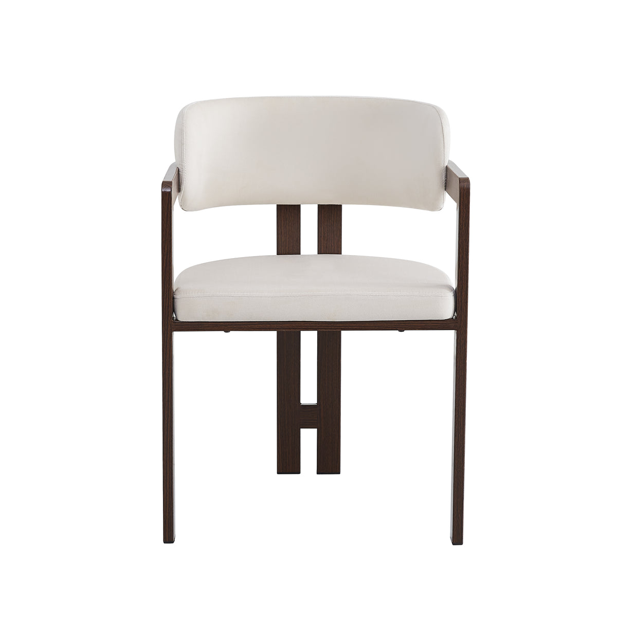Chaise Mellow pieds Effet Noyer Assise Velours beige