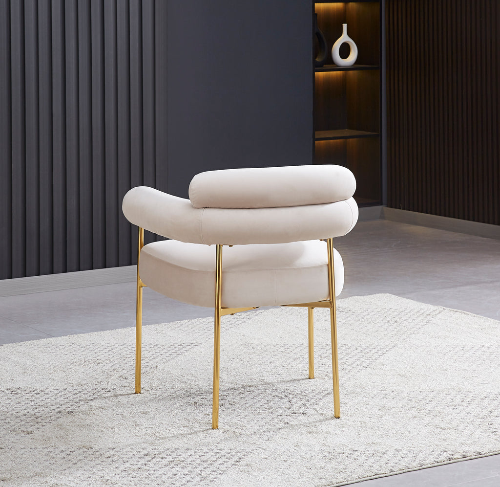 Chaise Avec Accoudoir Bulle pieds Gold Velours beige avec pieds dorés