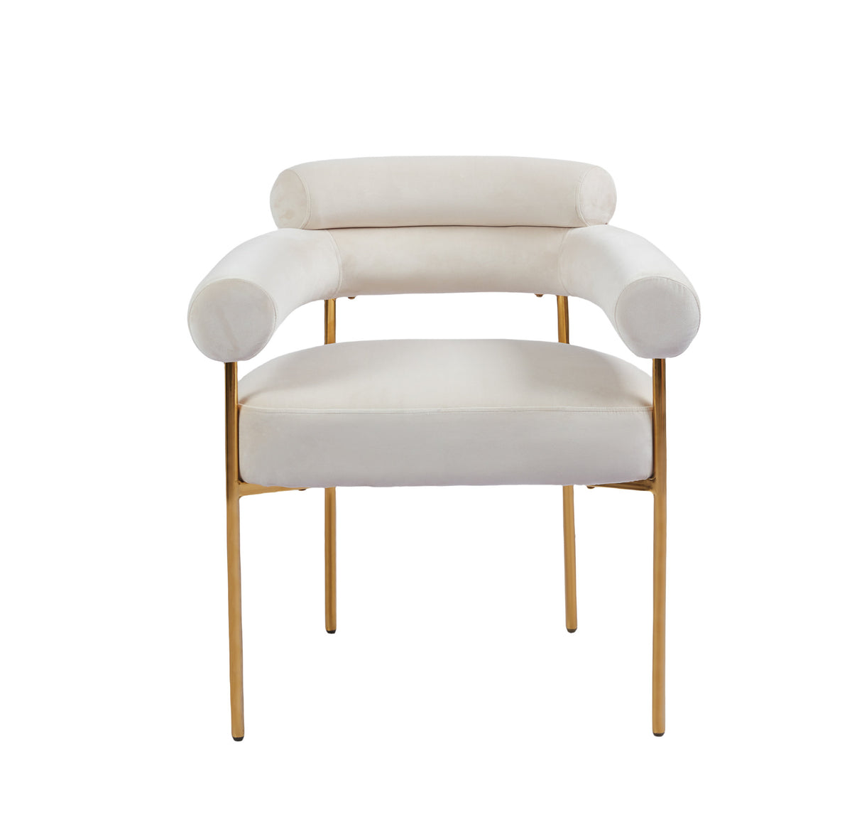 Chaise Avec Accoudoir Bulle pieds Gold Velours beige avec pieds dorés