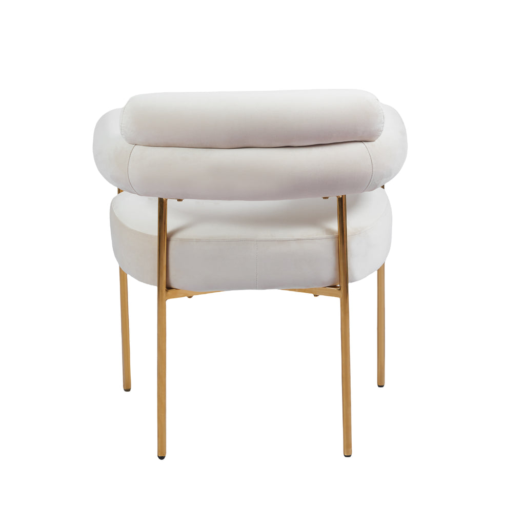 Chaise Avec Accoudoir Bulle pieds Gold Velours beige avec pieds dorés