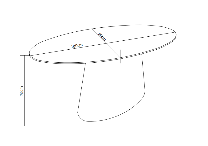 Table Repas Ovo Pied métal Effet Travertin Céramique Shakespeare Gris 180X90Cm