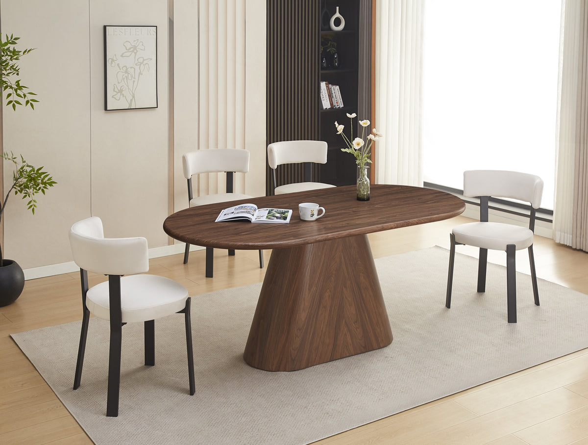 Table Repas Ourlet Pied Mdf Effet Noyer Plateau Effet Noyer 180X90
