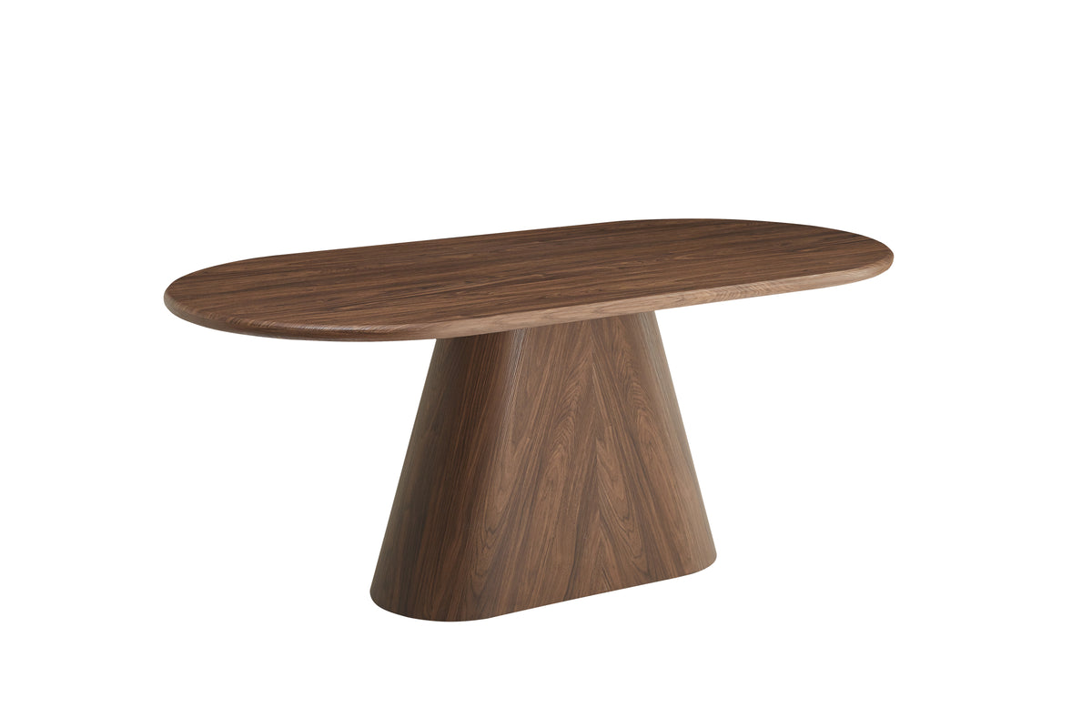 Table Repas Ourlet Pied Mdf Effet Noyer Plateau Effet Noyer 180X90