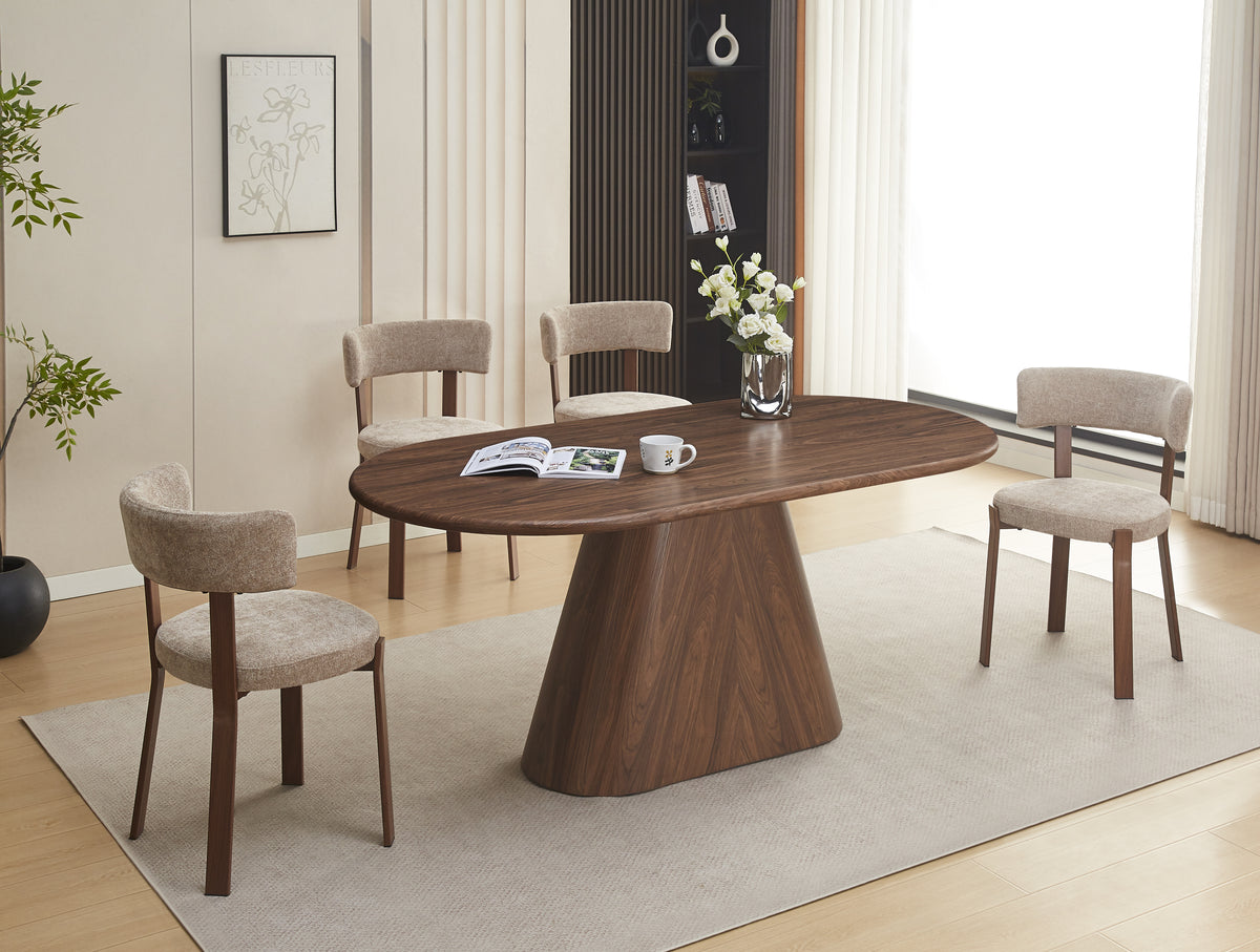 Table Repas Ourlet Pied Mdf Effet Noyer Plateau Effet Noyer 180X90
