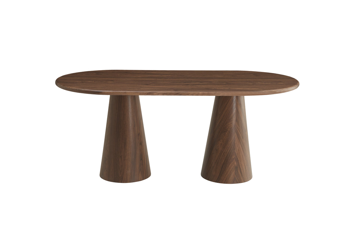 Table Repas Corne Pied Mdf Effet Noyer Plateau Effet Noyer 180X90X75Cm