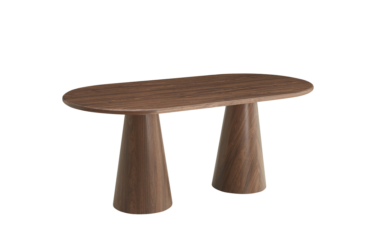 Table Repas Corne Pied Mdf Effet Noyer Plateau Effet Noyer 180X90X75Cm