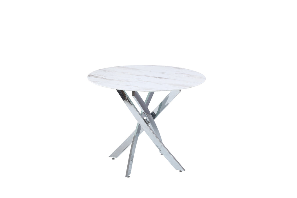 Table Repas Jessica Chrome Marbré Blanc Xxl120X75Cm