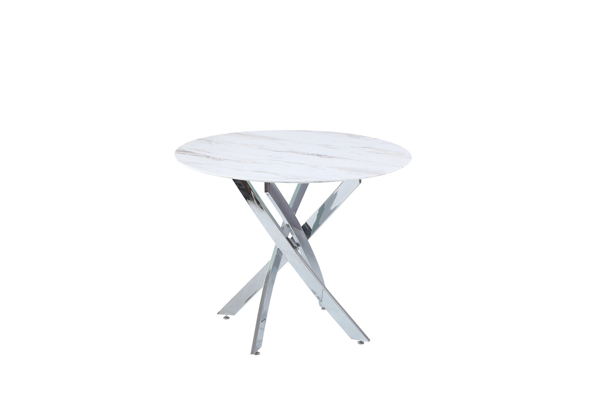 Table Repas Jessica Chrome Marbré Blanc Xxl120X75Cm