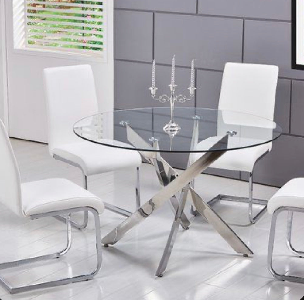 Table Repas Jessica Chrome Transparent Xxl120X75Cm