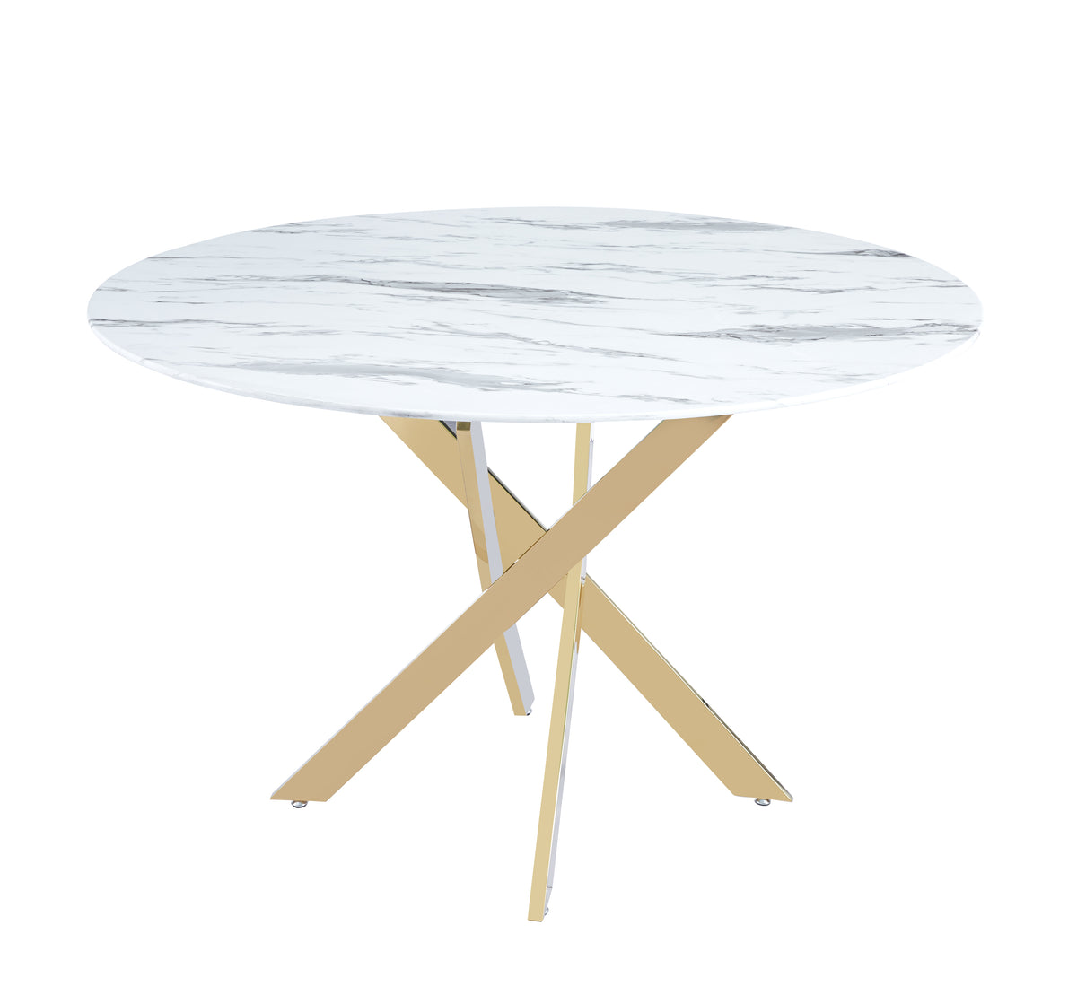 Table Repas Jessica Gold Marbre Blanc Xxl120X75Cm