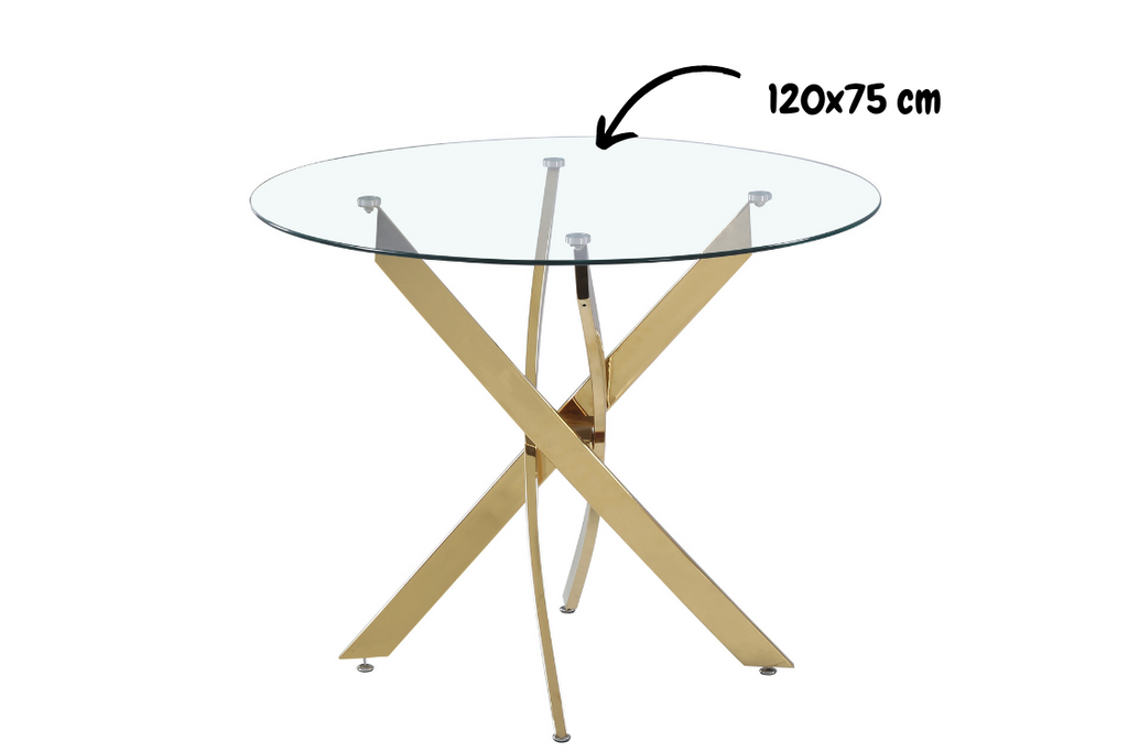 Table Repas Jessica Gold Transparent Xxl120X75Cm