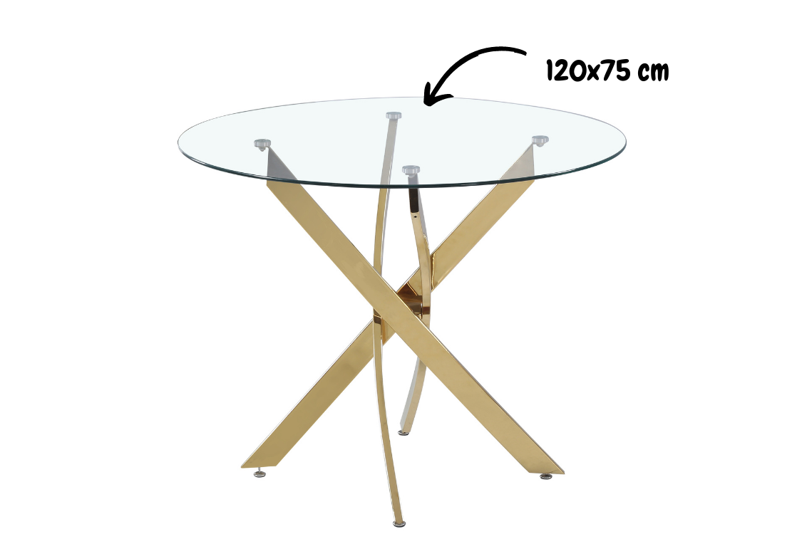 Table Repas Jessica Gold Transparent Xxl120X75Cm