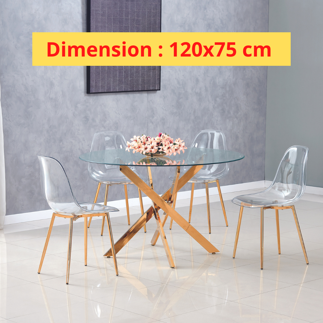 Table Repas Jessica Gold Transparent Xxl120X75Cm