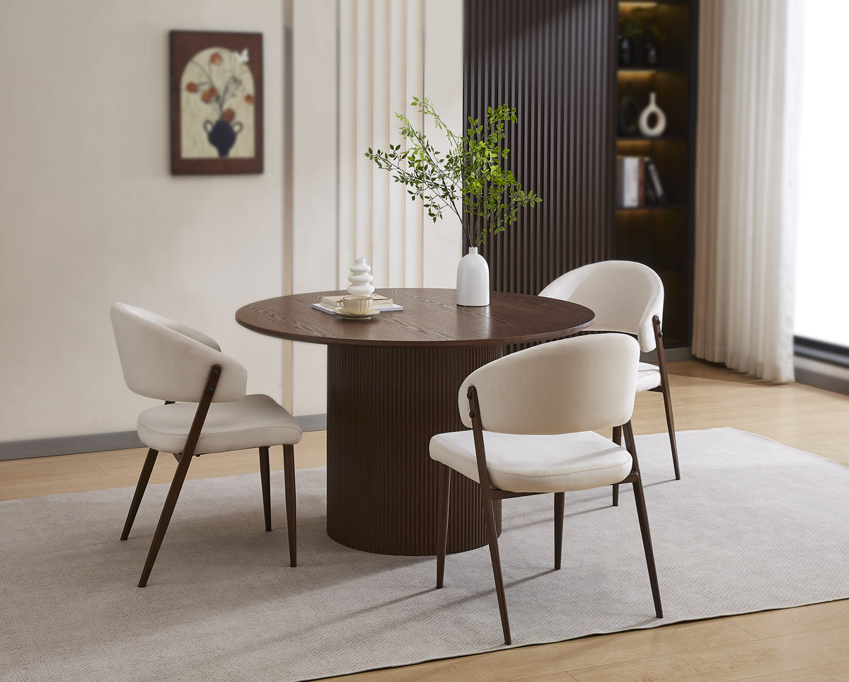 Table Repas New Baieta Pied Effet Noyer Plateau Effet Bois Noyer D120X75Cm