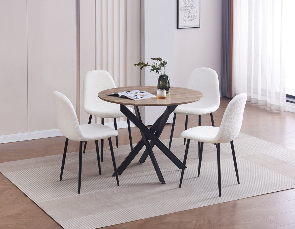 Table Repas Jessica Metal Noir Chene Grifee 100Cm