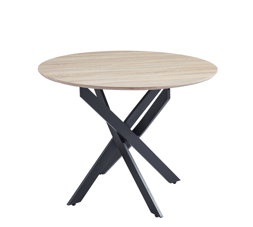 Table Repas Jessica Metal Noir Chene Grifee 100Cm