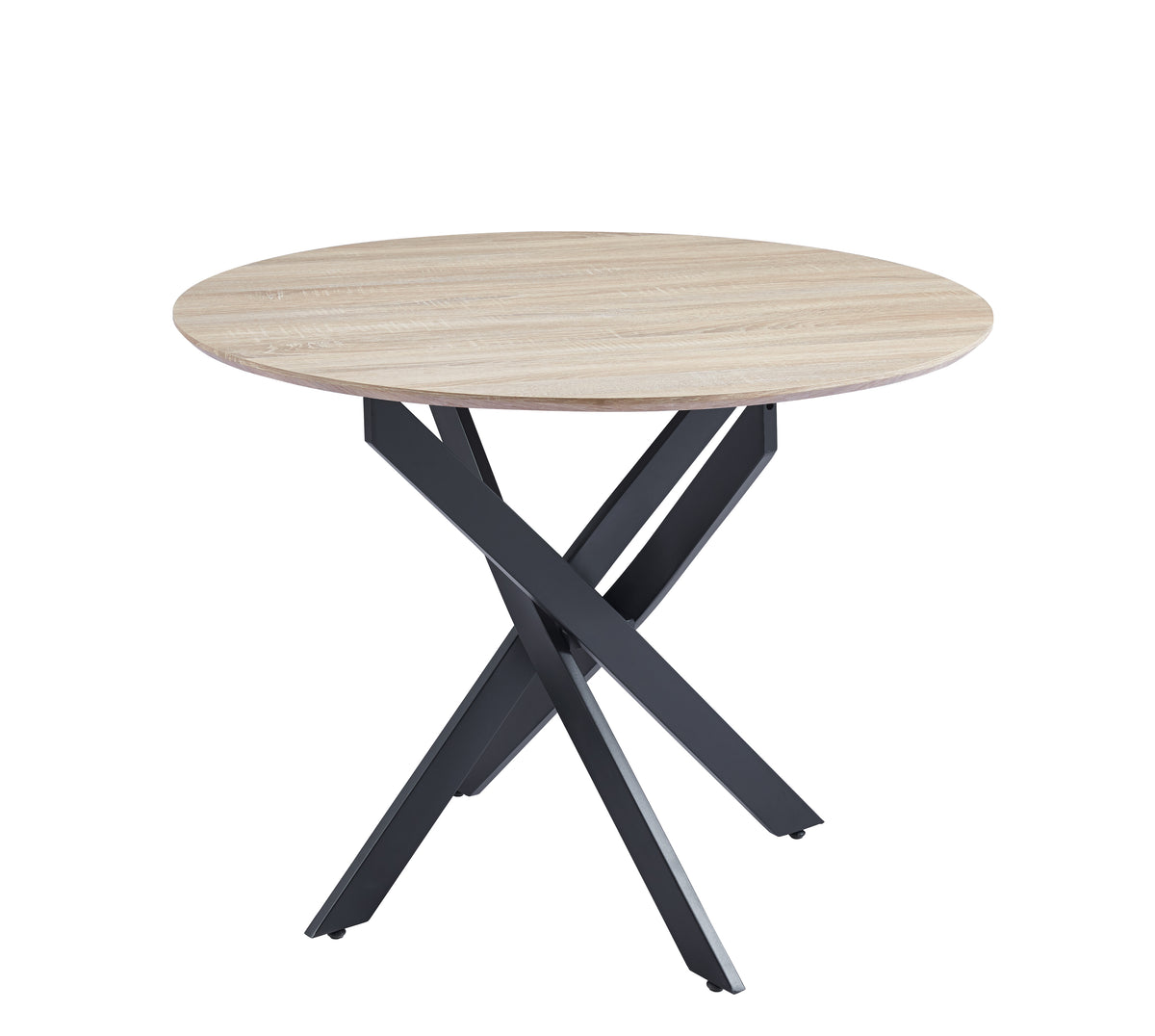 Table Repas Jessica Metal Noir Chene Grifee 100Cm