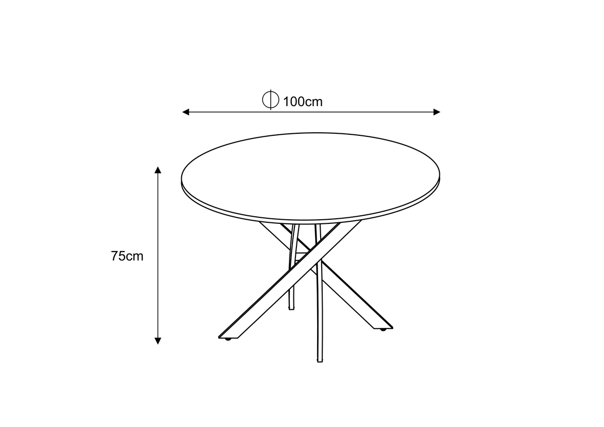 Table Repas Jessica Metal Noir Chene Grifee 100Cm