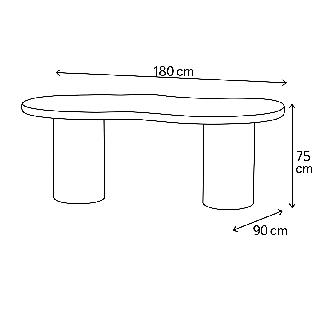 Table Repas Curve Blanc 180X90