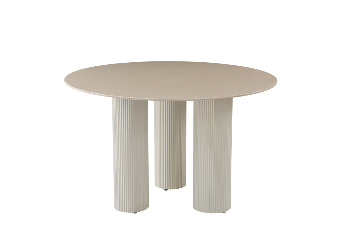 Table Repas Anaïs Pieds Beige Plateau Céramique Beige Brillant 120Cm