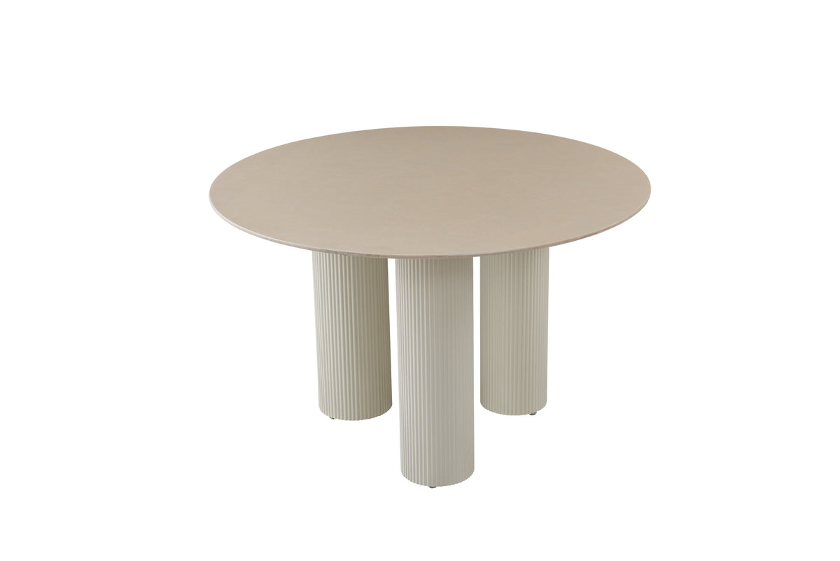 Table Repas Anaïs Pieds Beige Plateau Céramique Beige Brillant 120Cm
