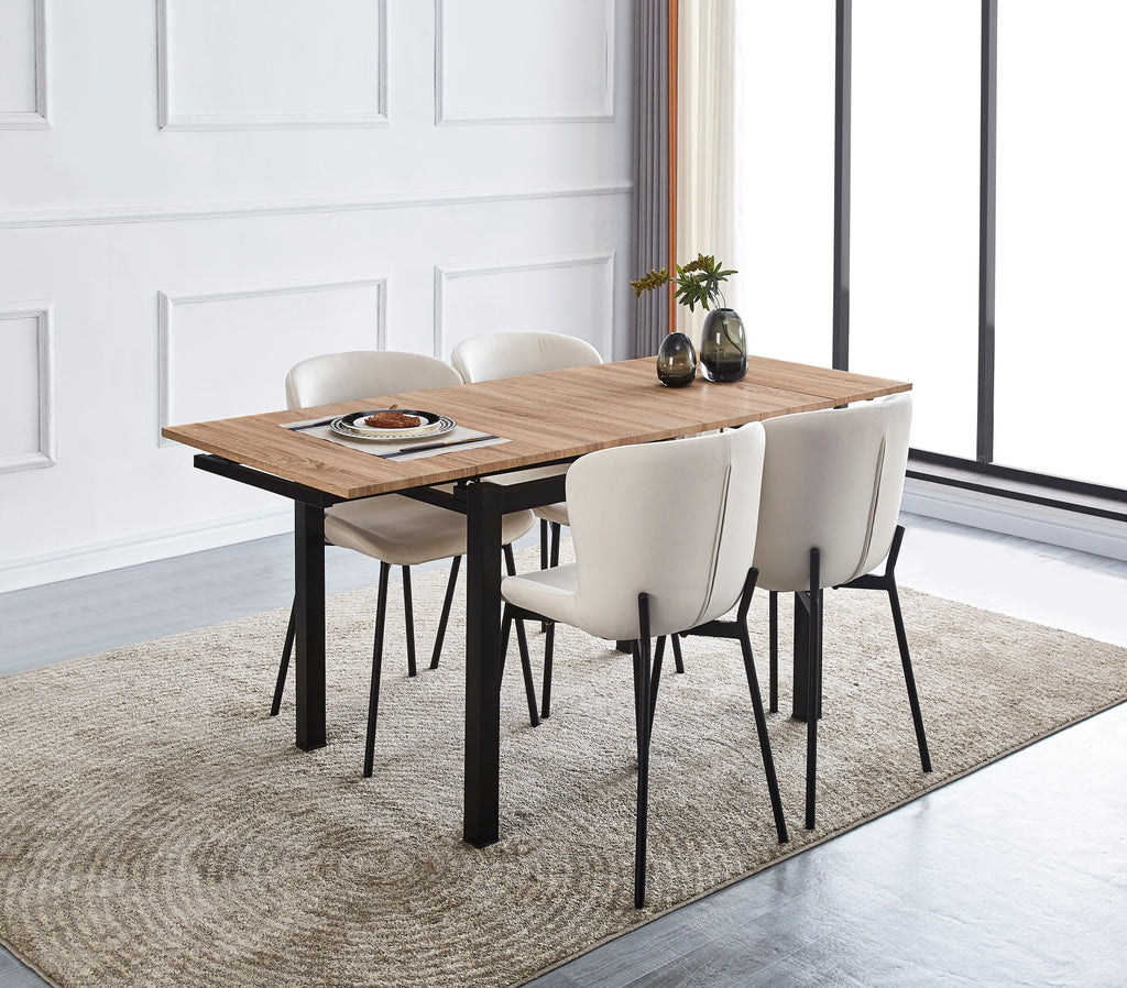 Table Extensible A Rallonge Bora Chene Griffee 110/170X70X75Cm