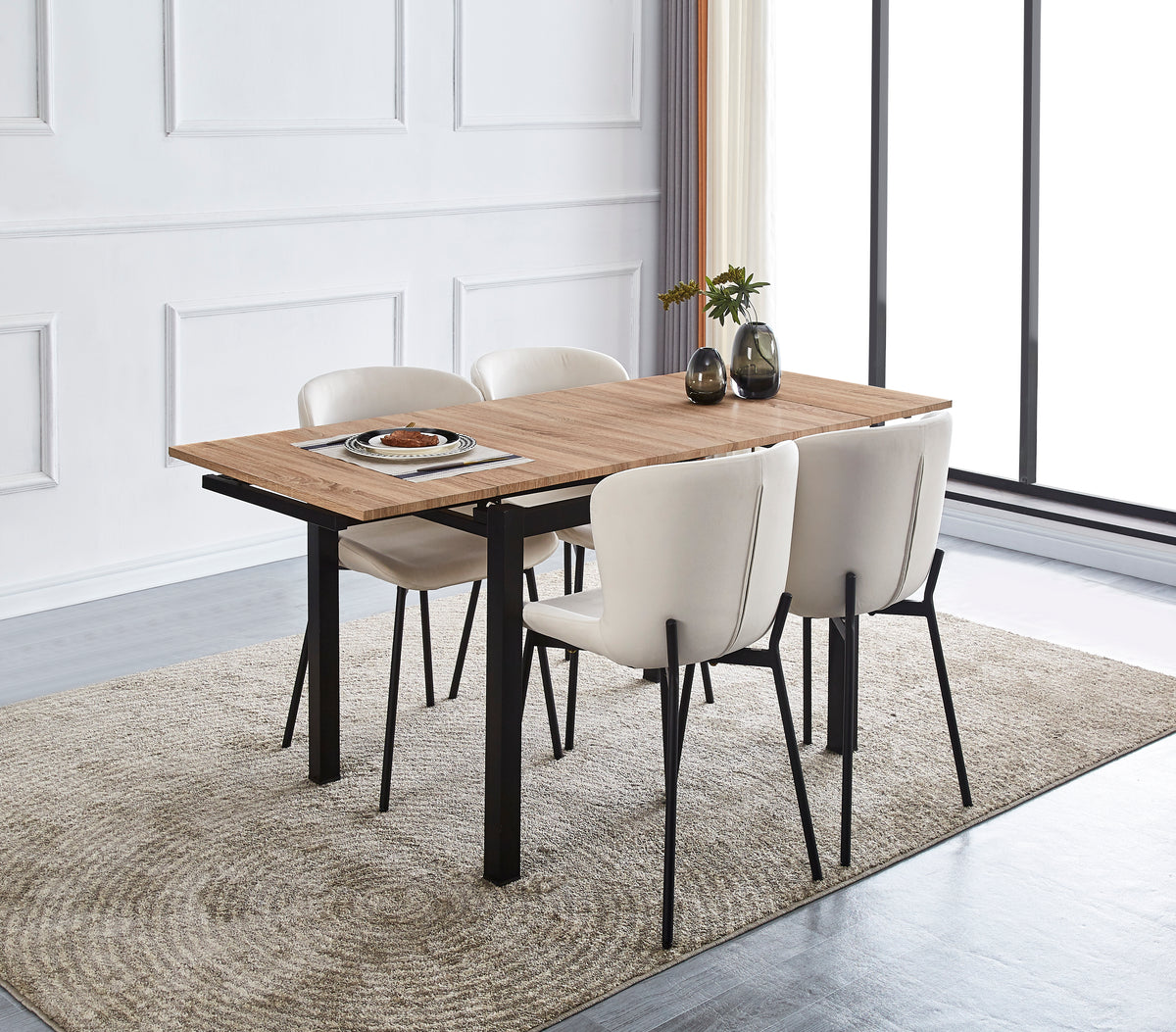 Table Extensible A Rallonge Bora Chene Griffee 110/170X70X75Cm