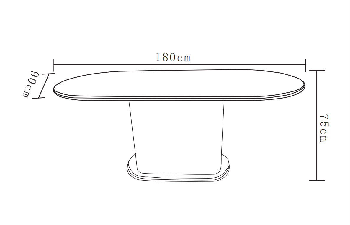 Table Repas Loka Pied Effet Travertin Plateau Céramique Travertin Mat 180X90X75Cm