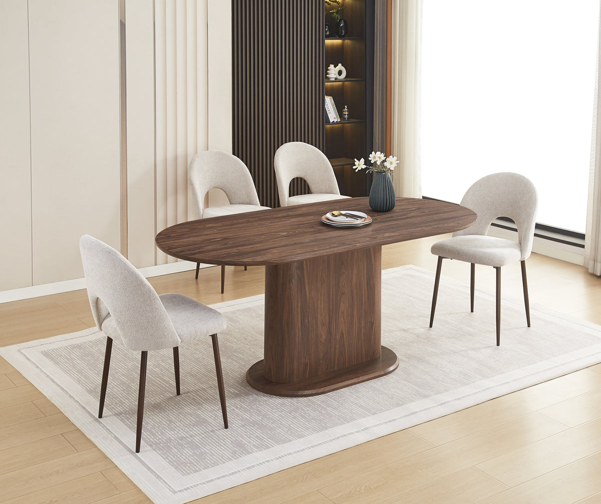 Table Repas Loka Plateau/Base Effet Noyer 160X90X75Cm
