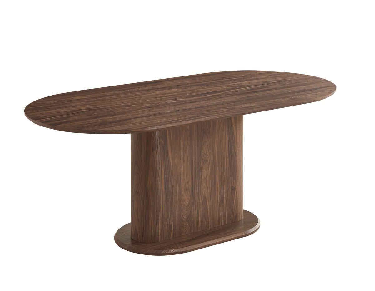 Table Repas Loka Plateau/Base Effet Noyer 160X90X75Cm