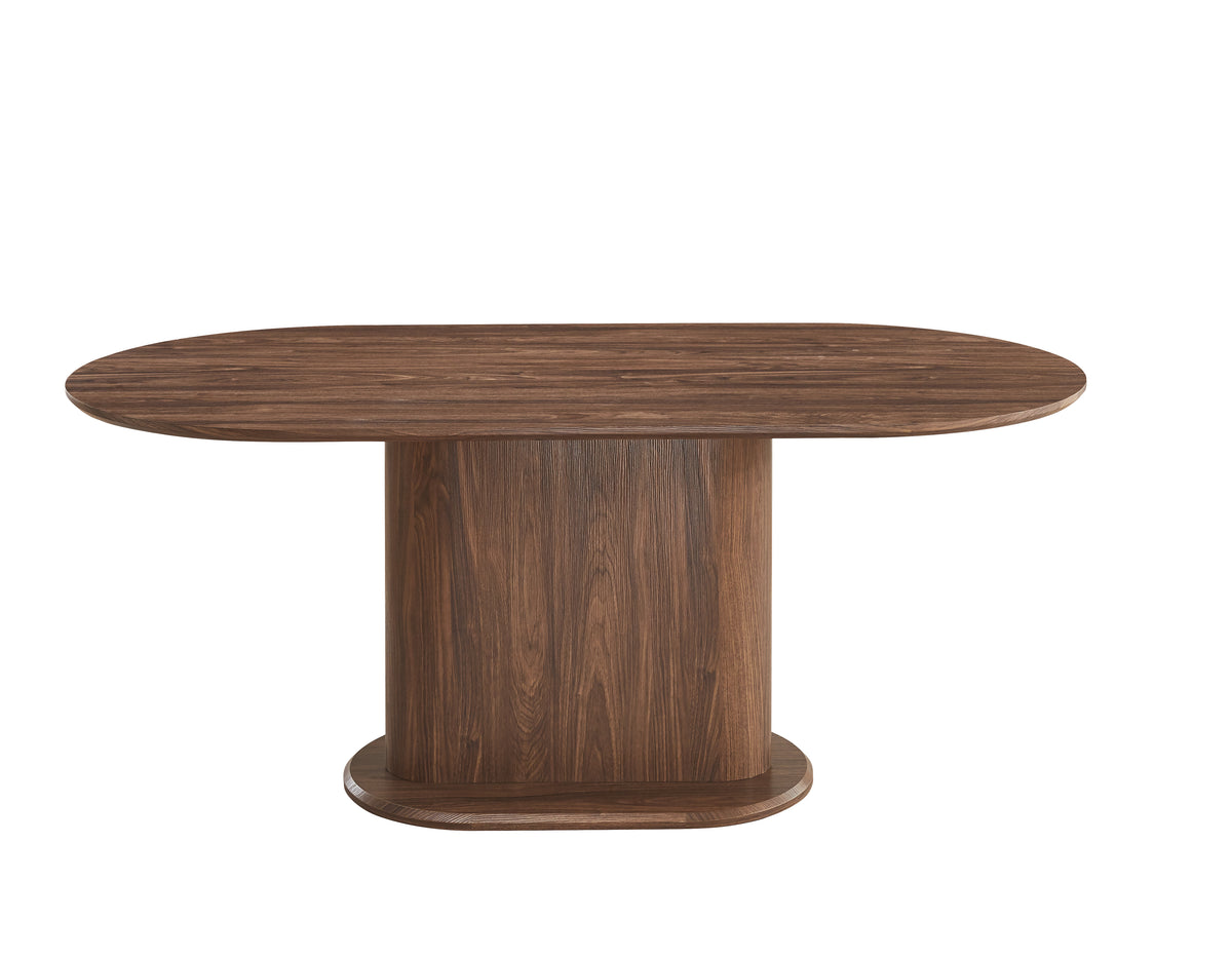 Table Repas Loka Plateau/Base Effet Noyer 180X90X75Cm