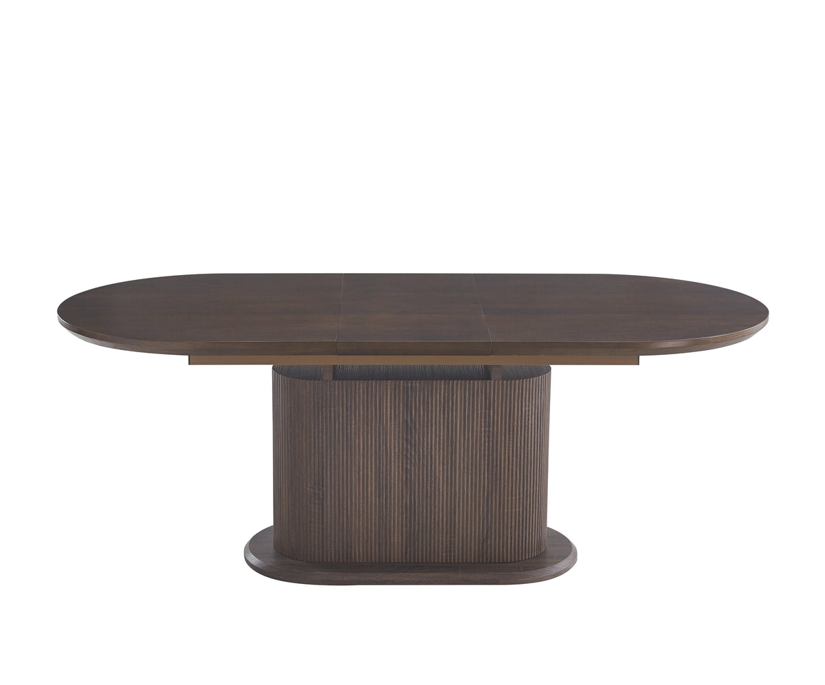Table Repas Extensible Loka Pied Mdf Effet Noyer Plateau Mdf Effet Noyer 160/200X90X75Cm