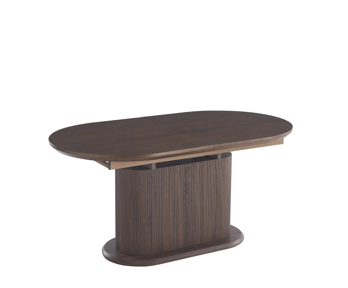 Table Repas Extensible Loka Pied Mdf Effet Noyer Plateau Mdf Effet Noyer 160/200X90X75Cm