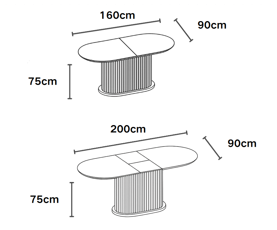 Table Repas Extensible Loka Pied Mdf Effet Noyer Plateau Mdf Effet Noyer 160/200X90X75Cm
