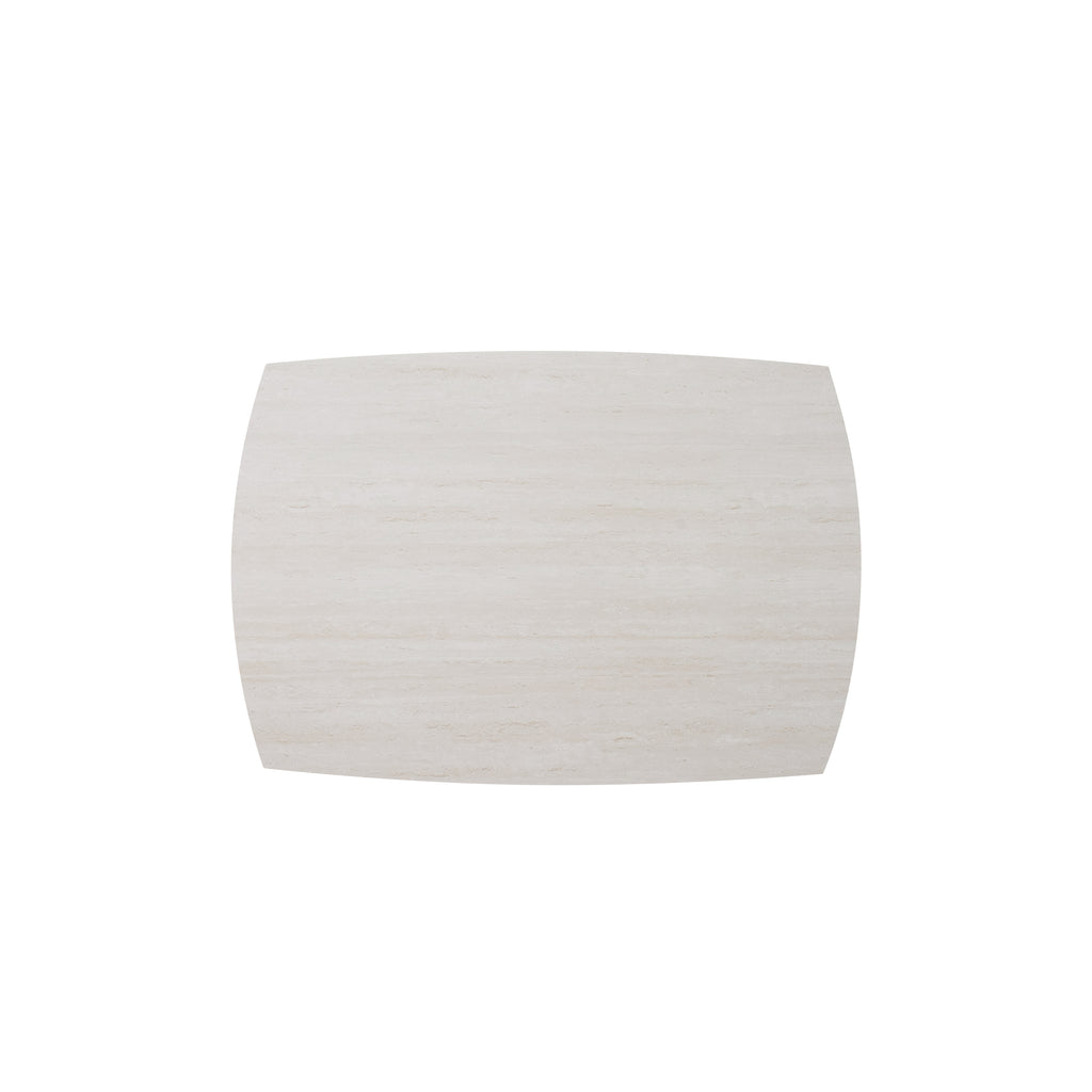 Table Repas Extensible Nysa Pied Metal Noir Céramique Travertin Blanc 129/189X89X76Cm