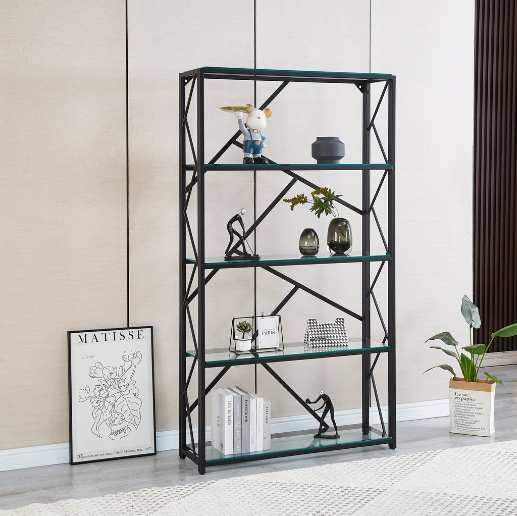 Etagere Geomag Metal Noir Transparent 100X30X180Cm