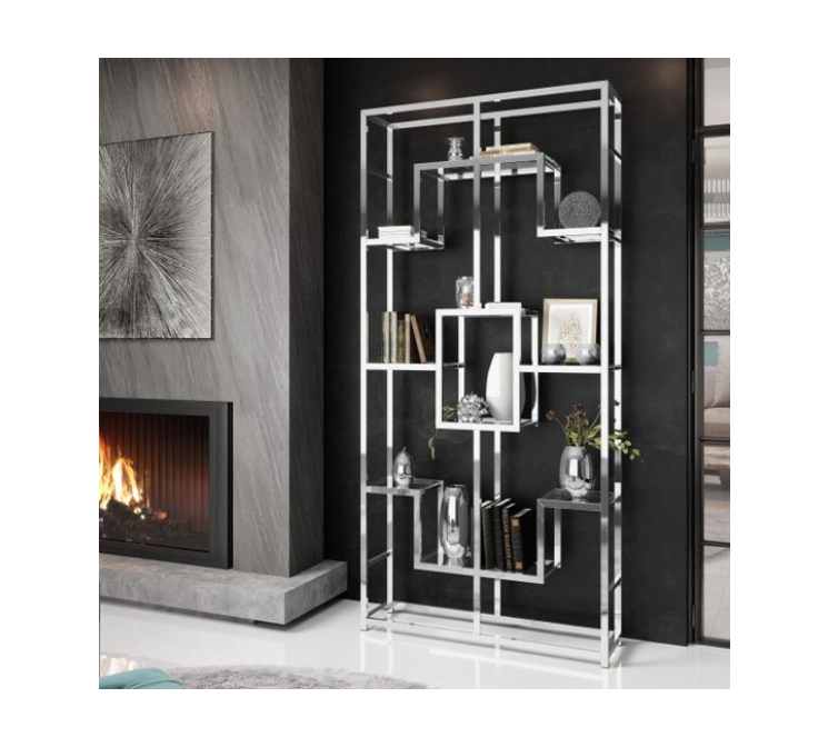 Etagere Richmont Pied Chrome Transparent 100X30X180Cm