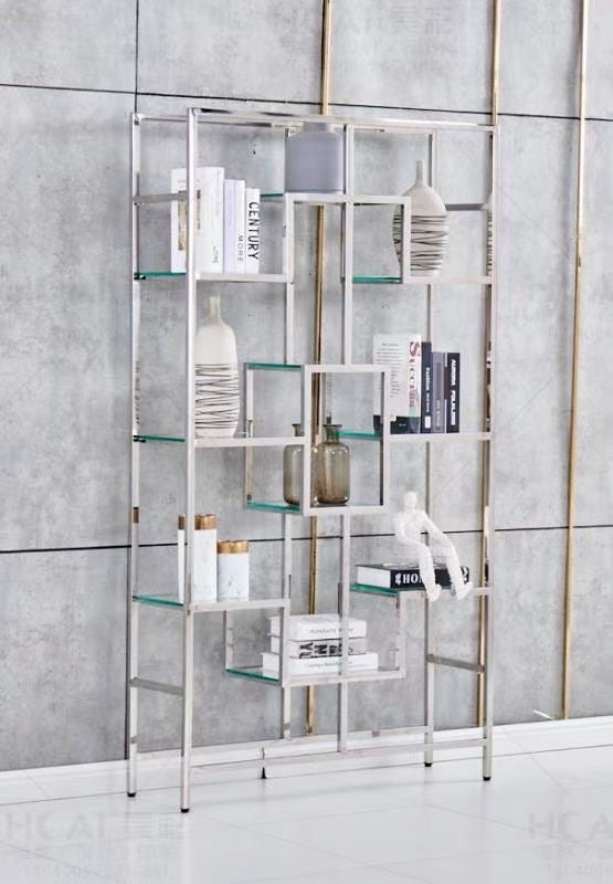 Etagere Richmont Pied Chrome Transparent 100X30X180Cm
