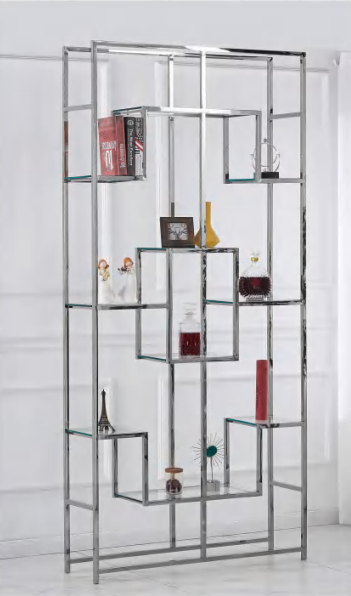 Etagere Richmont Pied Chrome Transparent 100X30X180Cm