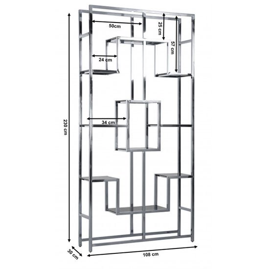 Etagere Richmont Pied Chrome Transparent 100X30X180Cm
