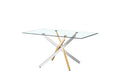 Table Repas Jessica Gold Chrome Transparent 180X90Cm