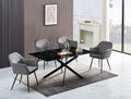 Table Rectangulaire New Jessica Metal Noir Marbre Noir 180X90