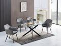 Table Repas Jessica Rectangle Metal Noir Plateau Transparent 15