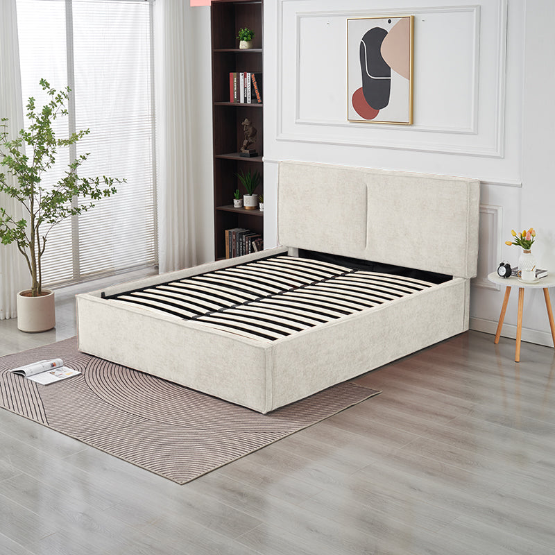 Lit Double Coffre Olivia Chenille - 140x190, Beige